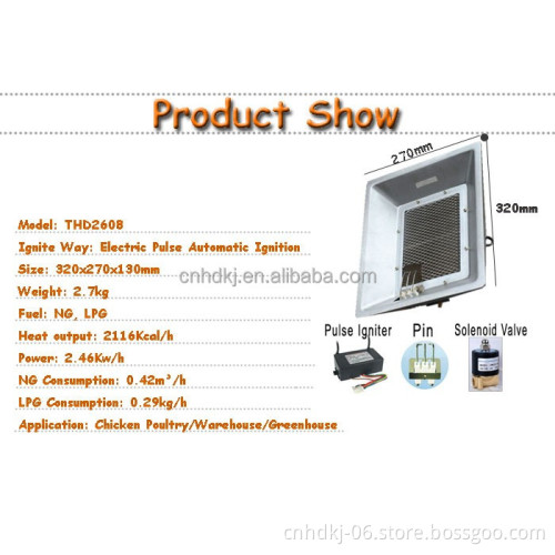 Safe auto ignition infrared ceramic catalytic gas heater for pig farm